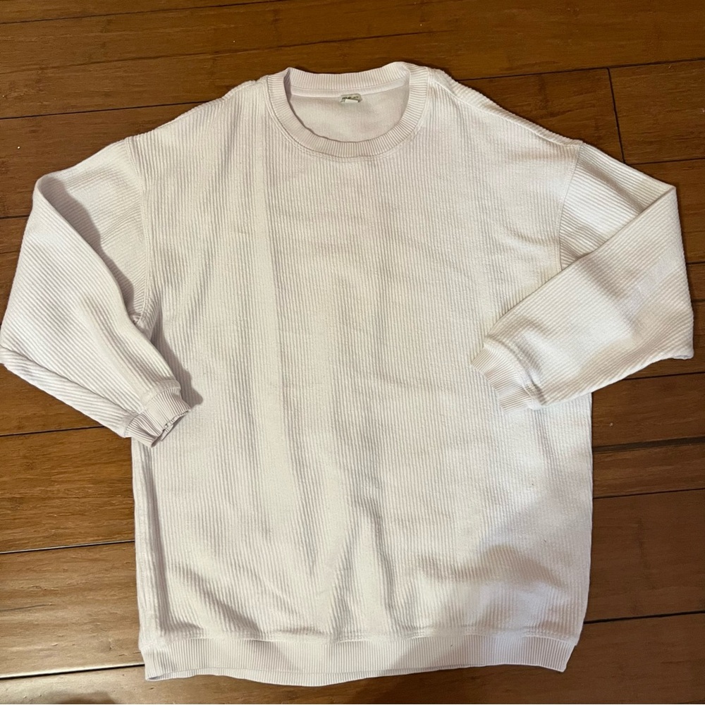 Aerie white ribbed sweatshirt